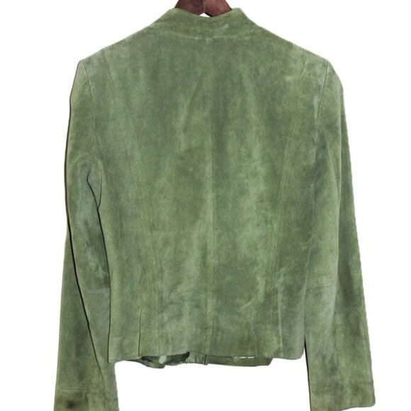 ALFANI 100% Genuine Suede Leather Jacket in Sage, Medium Petite - Picture 4 of 11